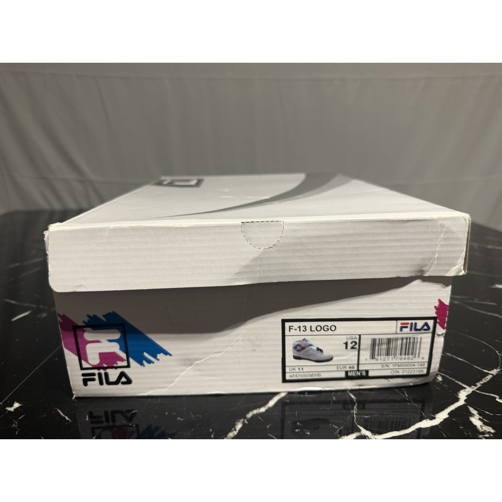 Fila F-13 Logo 1FM00004-148 Mens White Leather Lace Up Lifestyle Sneakers Shoes - Picture 2 of 6